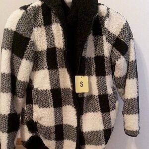 Weatherproof Black and White Plaid Sherpa Jacket